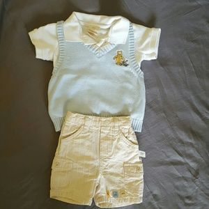 Disney Winnie the Pooh short, polo and vest outfit